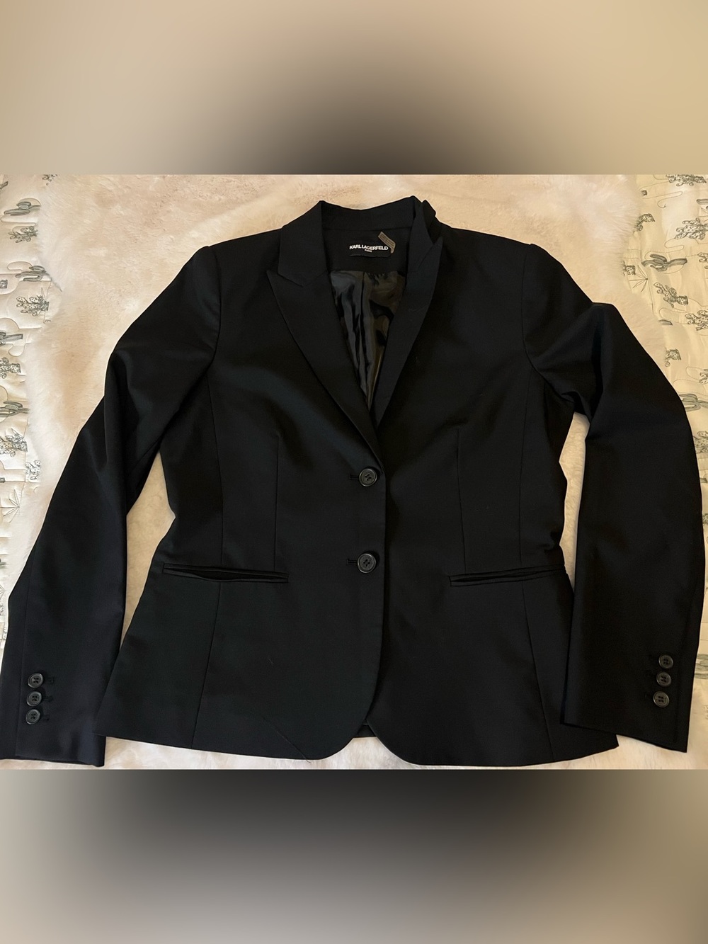 Karl Lagerfeld Black Women's Two-Button Tailored Blazer